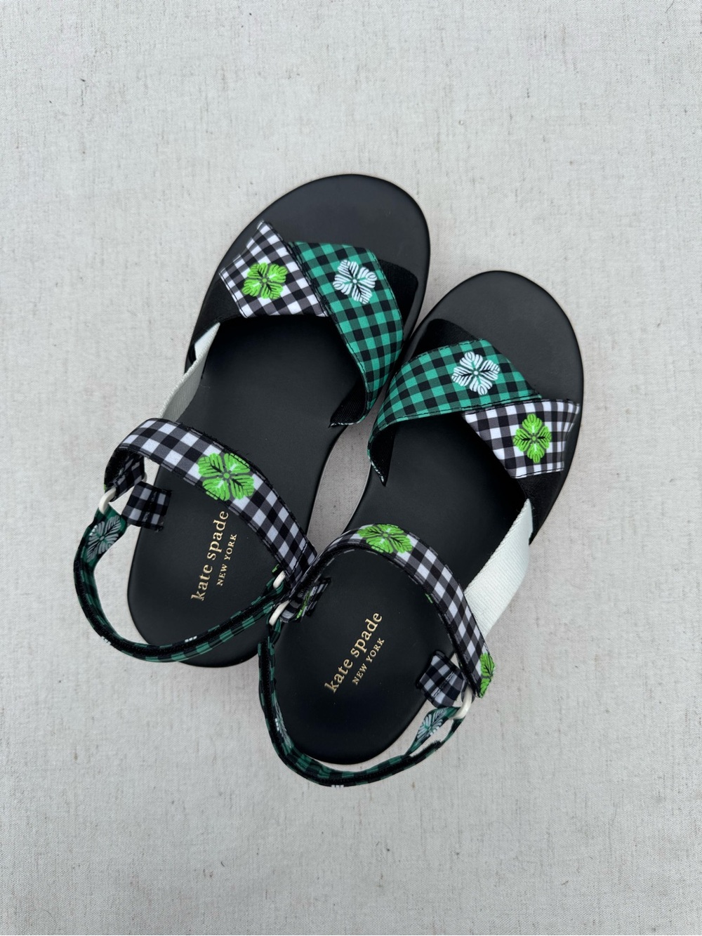NEW Kate Spade dotty new gingham jacquard sandals - Picture 2 of 10